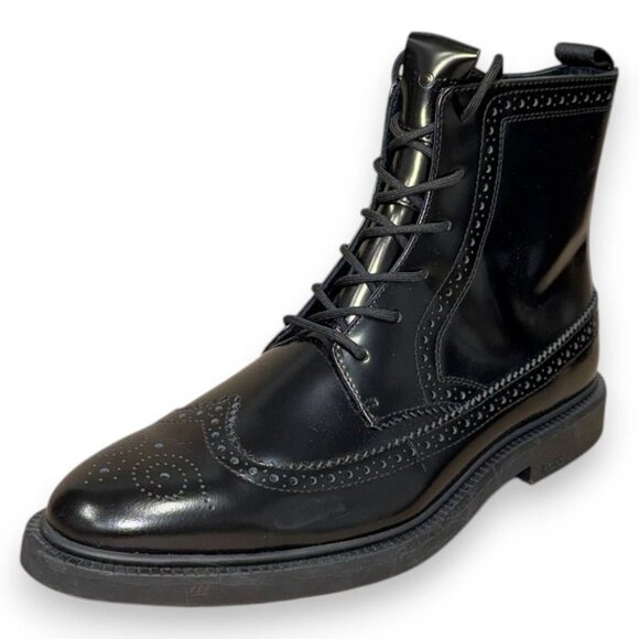 BOSS Larry Men's Black Leather Oxford Boots US 9 (UK 8 EU 42) MSRP $250 - Picture 1 of 4